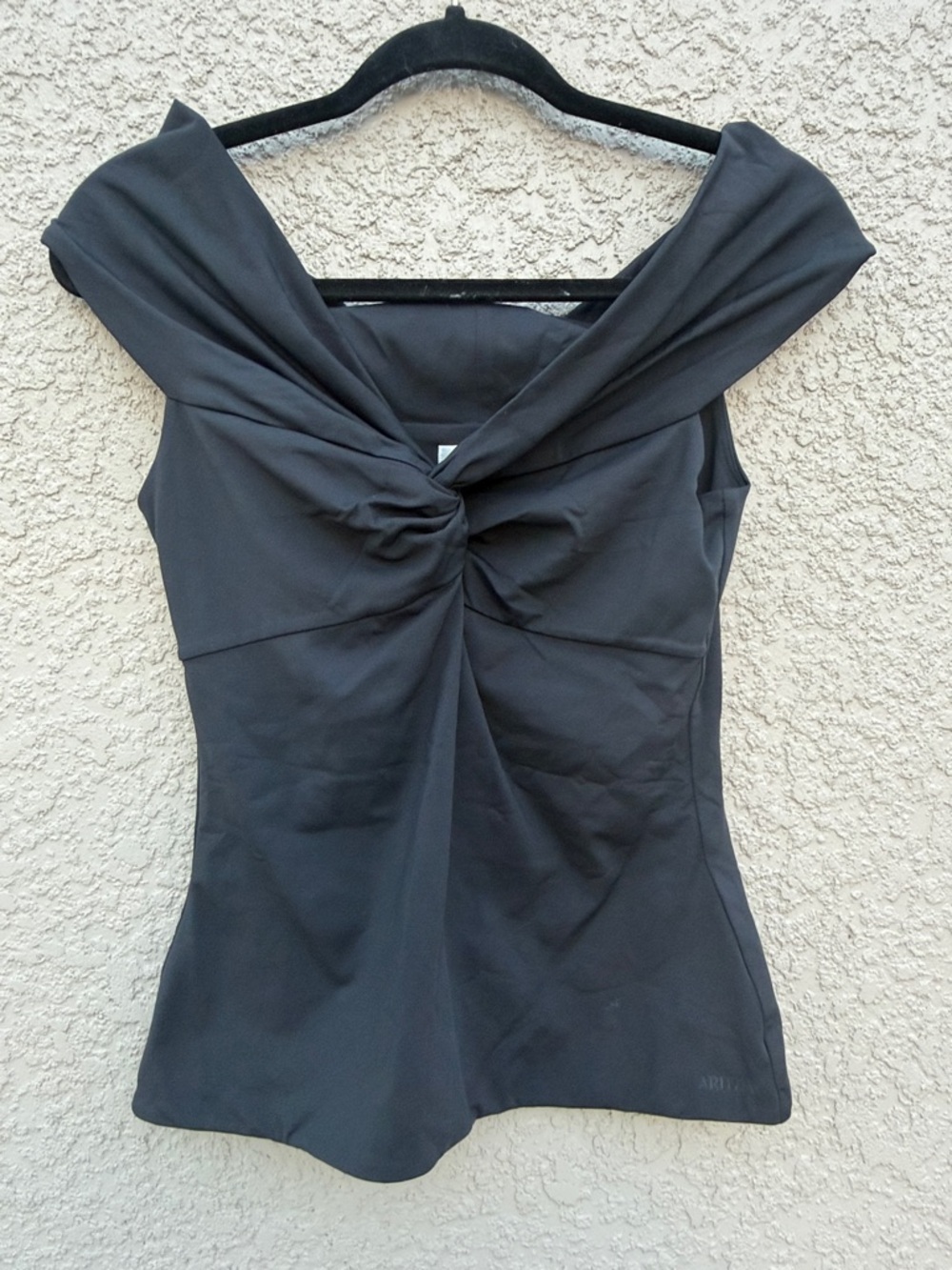 Aritzia Black Off-Shoulder Twist-Front Camisole